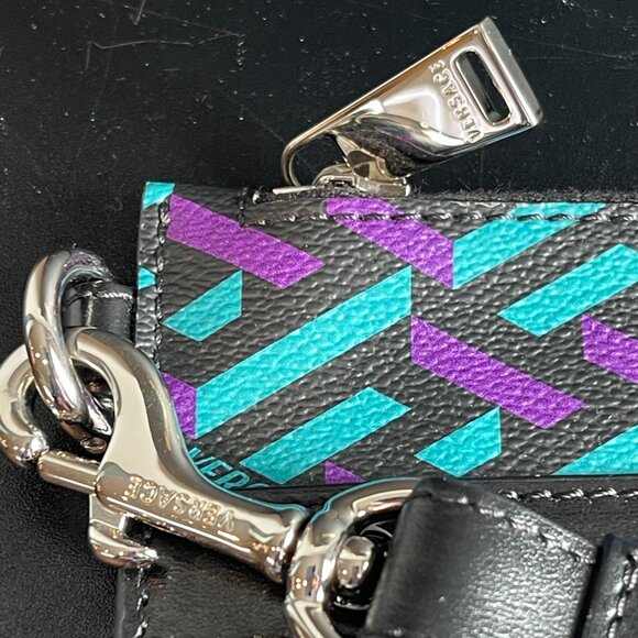 Versace La Greca Multicolor Coated Canvas Clutch/Wristlet - New - Picture 6 of 9